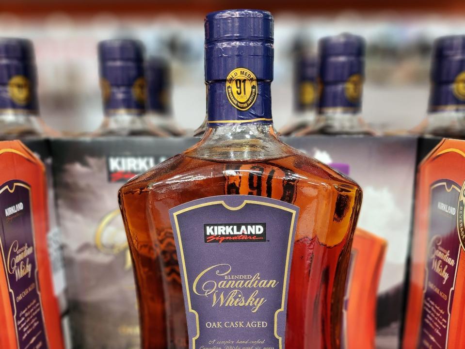 Kirkland-brand Canadian whisky on a shelf