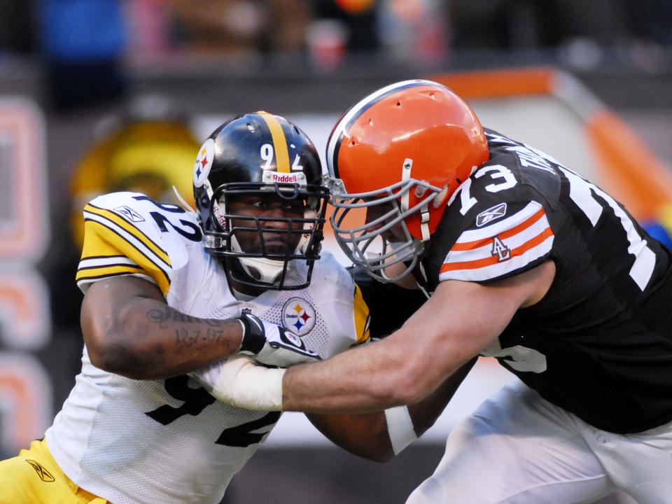 James Harrison and Joe Thomas faced off repeatedly repeatedly in the AFC North and are now eligible for the Hall of Fame. 