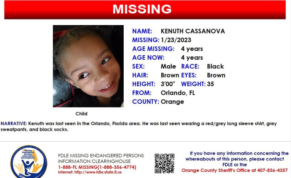 Kenuth Cassanova was last seen in Orlando on Jan. 23, 2023.