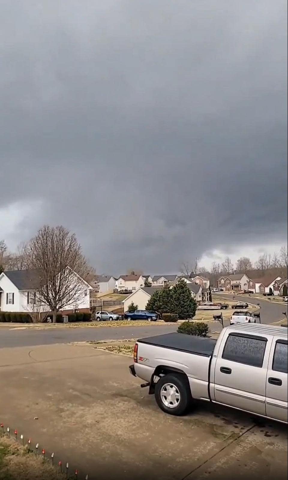 PHOTO: In a screen grab from a video posted to social media, a possible tornado is shown in Clarksville, TN., on Dec. 9, 2023. (Brittney Ballard)