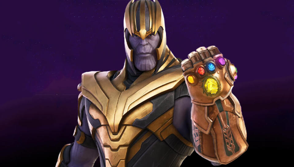 Fortnite's Thanos character skin holding Infinity Gauntlet