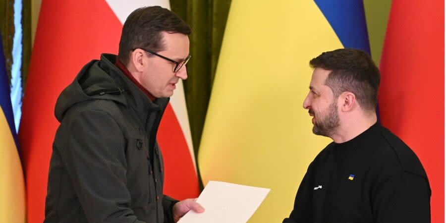 Mateusz Morawiecki and Volodymyr Zelenskyy in Kyiv on February 24, 2023