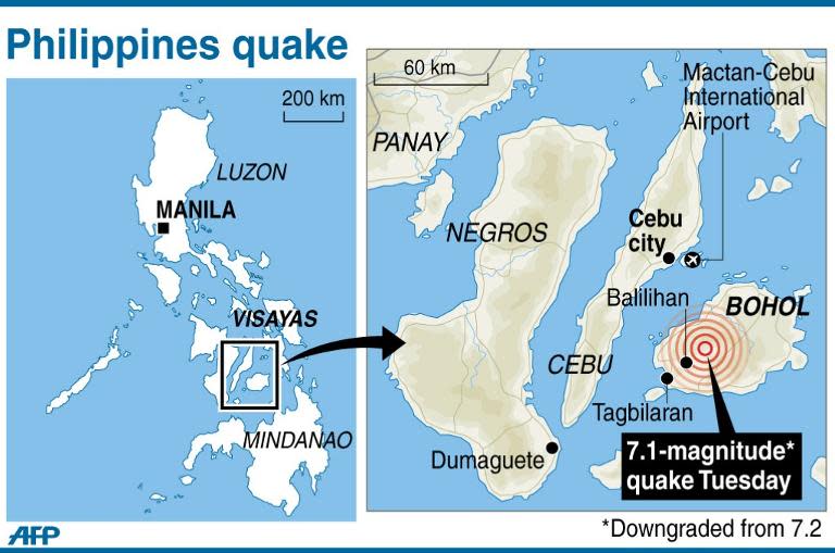 Graphic locating Bohol island in the Philippines where a 7.1-magnitude quake struck on Tuesday morning