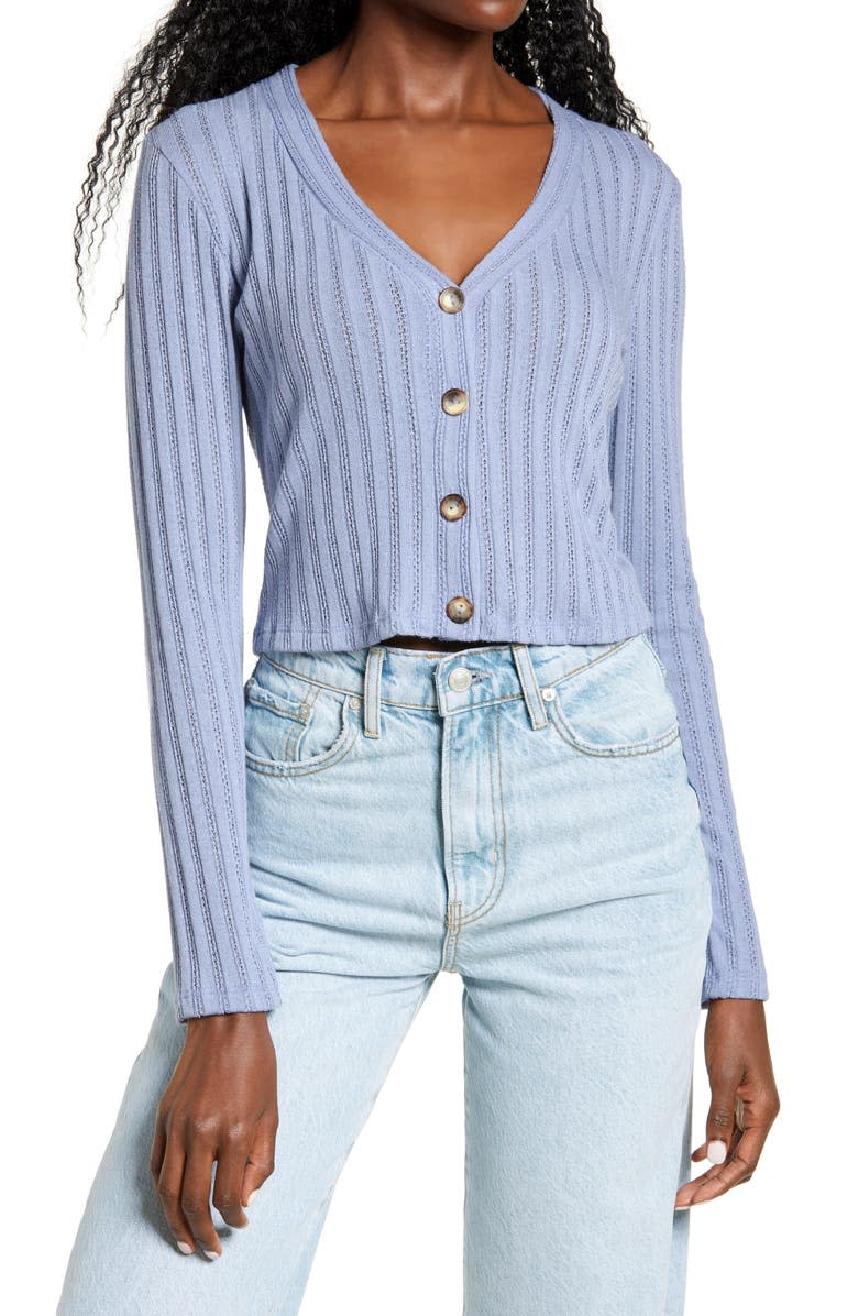 All in Favor Pointelle Crop Cardigan. Image via Nordstrom.