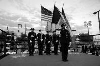 <p>The colors are presented as the national anthem is performed before the Brooklyn Smoker boxing tournament in Coney Island, Brooklyn, on Aug. 24, 2017. (Photo: Gordon Donovan/Yahoo News) </p>