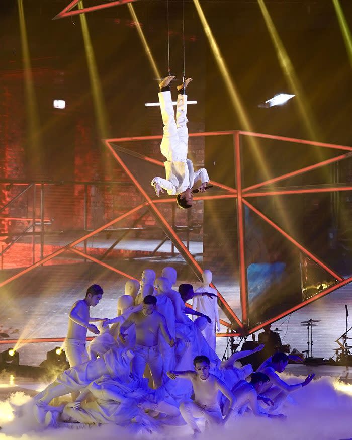 Naim Daniel performed while hanging upside down at the AJL