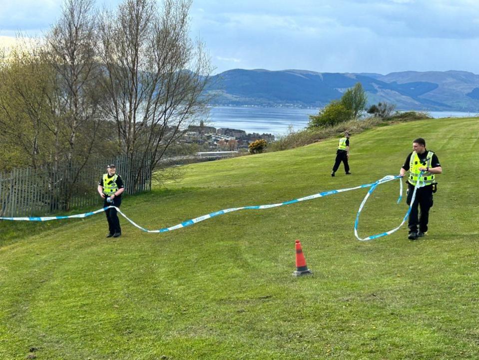 Greenock Telegraph: Police seal off Lyle Hill after boys become stuck on hillside.