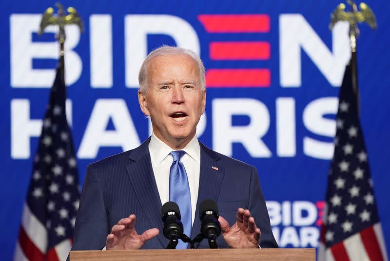 Democratic Presidential Candidate Joe Biden makes address about election results in Wilmington, Delaware