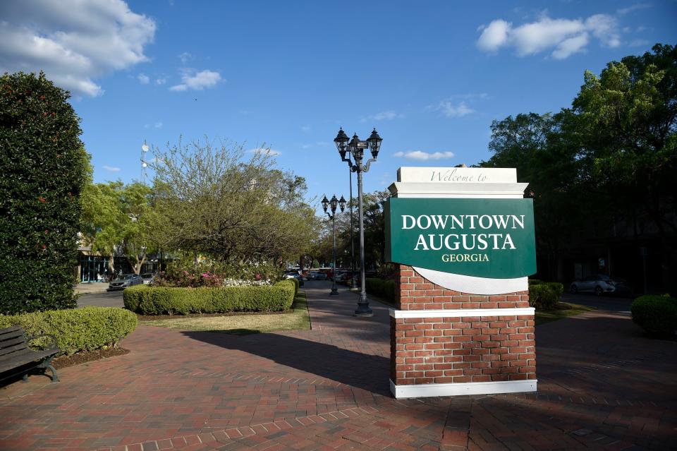 FILE - The downtown Augusta sign on Friday, March 25, 2022. A proposed "microenterprise center" for downtown is being touted as a new resource not only to start new small businesses but to keep them alive.