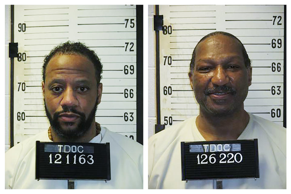 This combination of undated photos provided by the The Tennessee Department of Correction shows Pervis Payne, left, and Byron Black. Tennessee has set two new execution dates, just days after putting to death its seventh inmate in the past year-and-a-half. On Monday, the Tennessee Supreme Court ordered an Oct. 8 execution date for inmate Black and a Dec. 3 execution date for Payne. (Tennessee Department of Correction via AP)