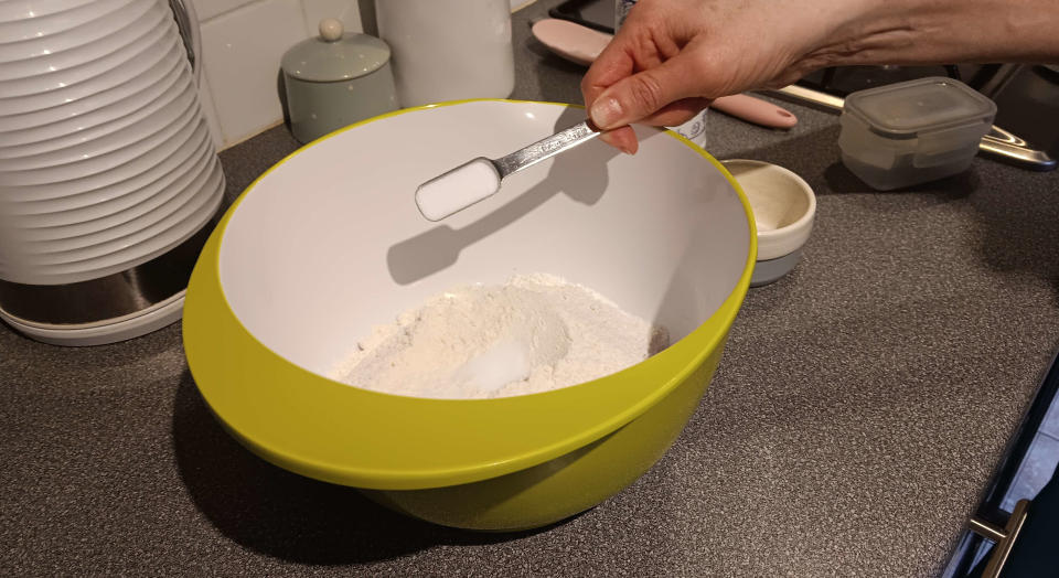 Adding salt to no-knead bread mix