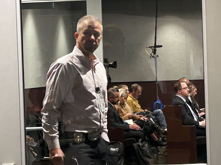 Members of the media entering court for the opening statements of the Kaitlin Armstrong murder trial on Wednesday, Nov. 1, 2023. (KXAN Photo/Frank Martinez)