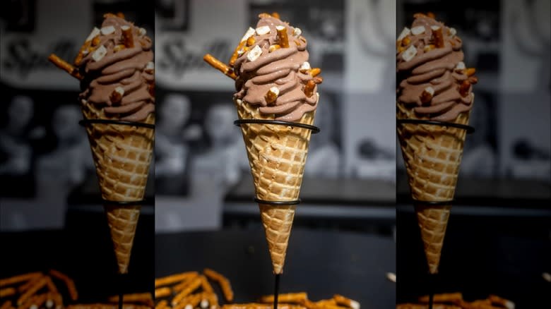 Chocolate soft serve cone