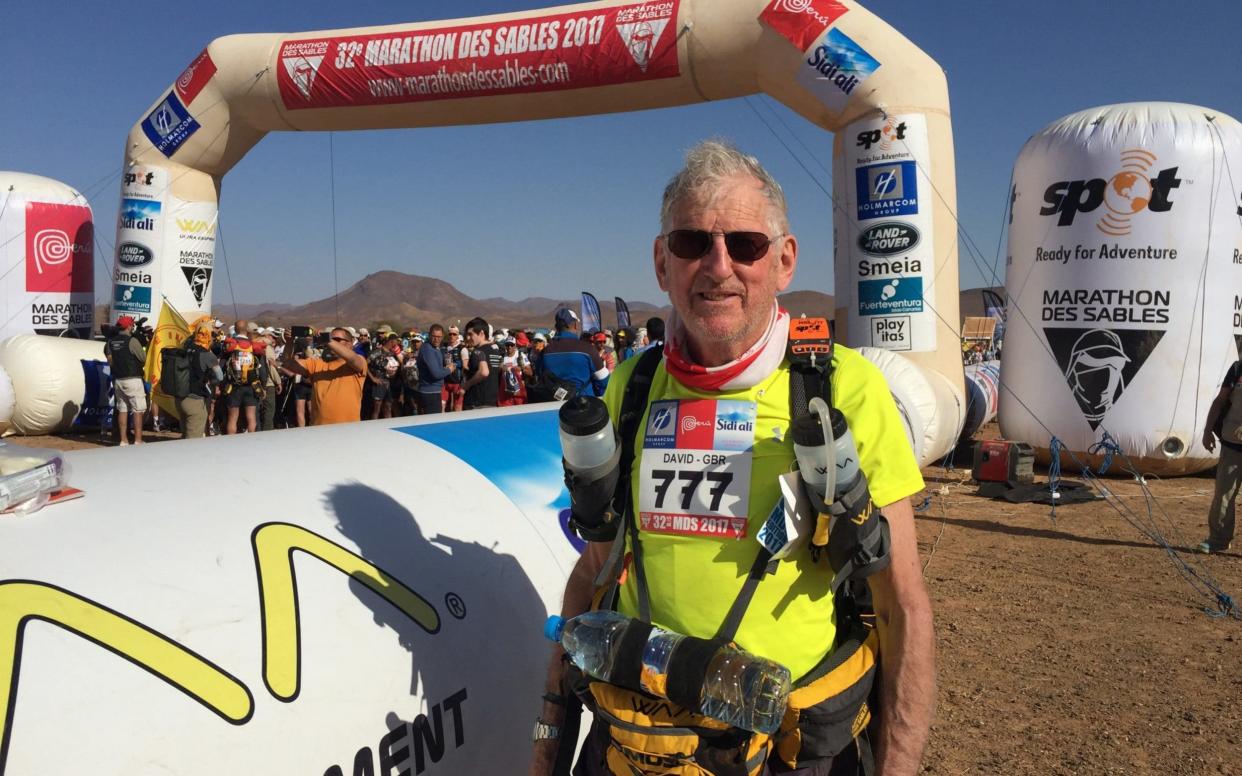 David Exell at the Marathon des Sables finishing line - SWNS.com