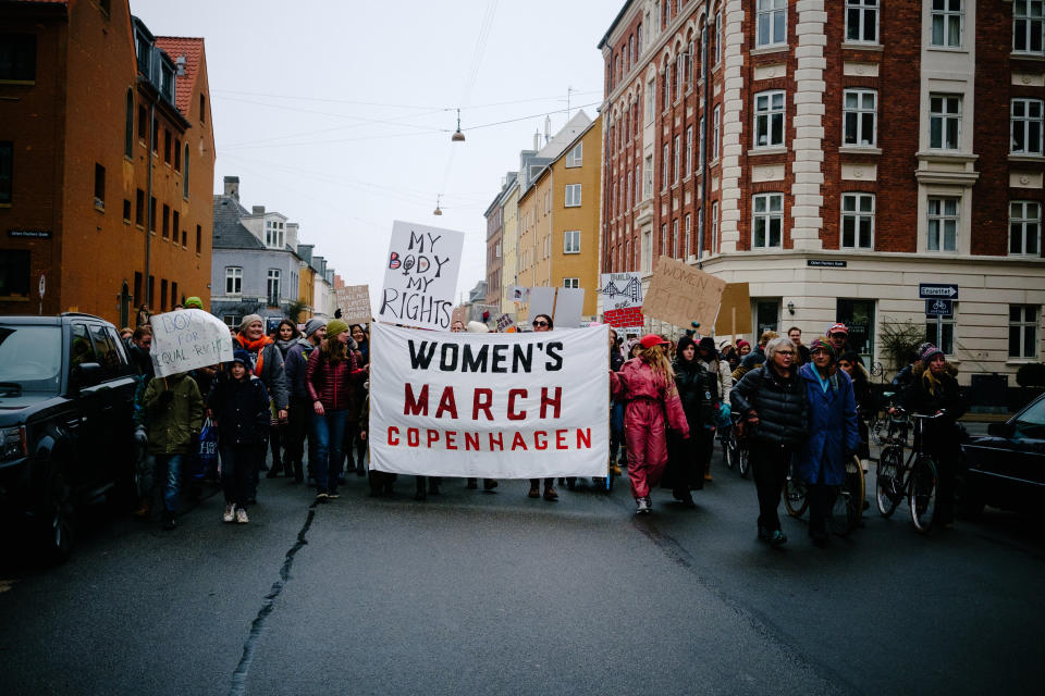 Thousands of men and women marched on the Danish parliament on 21 January 2017 in solidarity with the "Women's March on Washington" protests in America. The past twenty-four hours has seen scores of anti-Trump protests throughout the Danish capital city of Copenhagen.&nbsp;