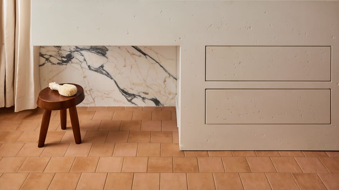 bathroom with stone vanity