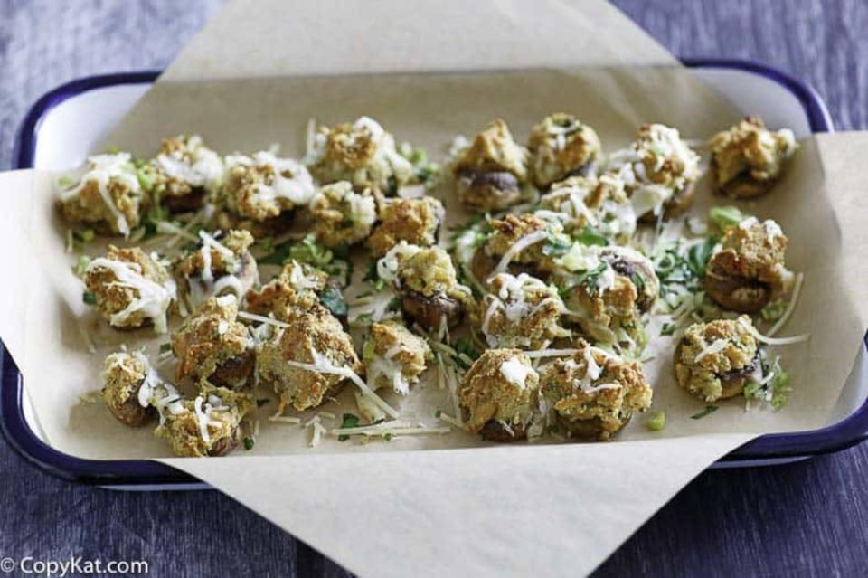 Copykat<p>Even the clam stuffed mushrooms won’t challenge you! With this detailed recipe you can make the famous Olive Garden speciality at home.</p><p><strong>Get the recipe: <a href="https://copykat.com/olive-garden-stuffed-mushrooms/" rel="sponsored" target="_blank" data-ylk="slk:Copycat Olive Garden Stuffed Mushrooms;elm:context_link;itc:0;sec:content-canvas" class="link ">Copycat Olive Garden Stuffed Mushrooms</a></strong></p>