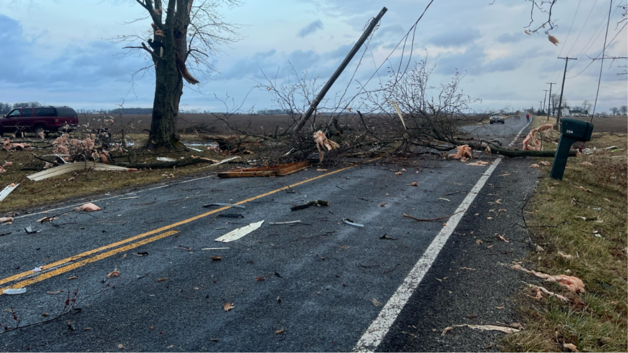 A house on Lafayette-Plain City Road near London, Ohio in Madison County takes extensive damage after a strong storm surge on February 28, 2024. (NBC4/Eric Halperin)