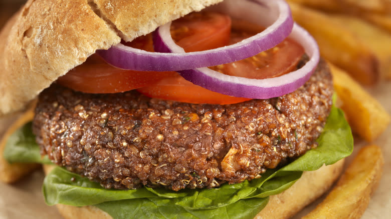 Veggie burger with toppings