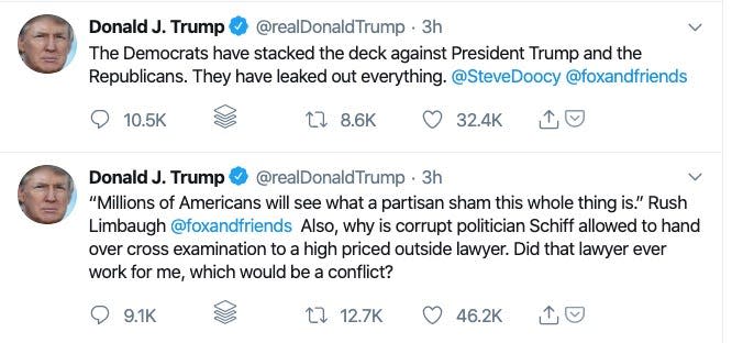 trump impeachment tweets
