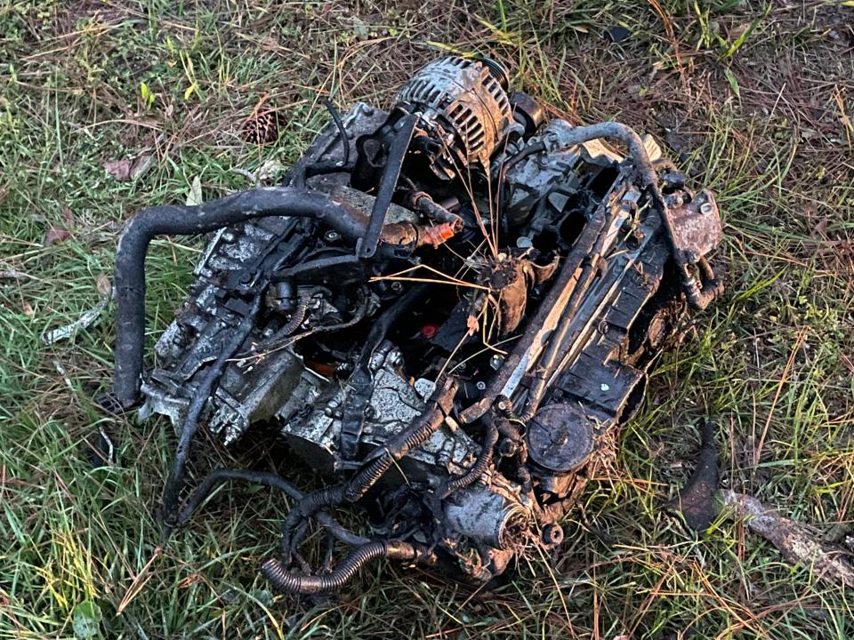 FHP officials said the engine was ejected from a car in a single-vehicle crash that claimed the life of the driver on Tuesday.
