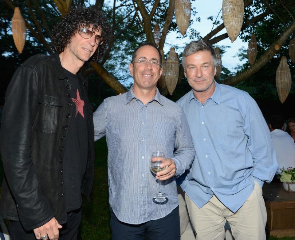 Howard Stern (from left), Jerry Seinfeld and Alec Baldwin in East Hampton, New York, on July 27, 2013. Getty Images for Baby Buggy