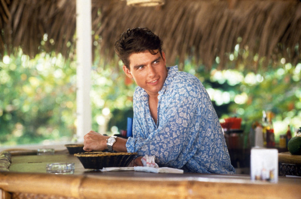 American actor Tom Cruise playing the role of a barman in the film Cocktail. 1988 (Photo by Mondadori Portfolio via Getty Images)