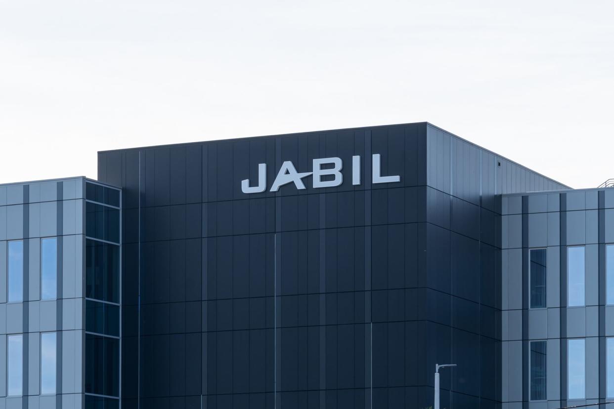 St. Petersburg, Florida, USA - January 18, 2022: Jabil sign on the building at their headquarters in St. Petersburg, Florida, USA. Jabil Inc. is an American worldwide manufacturing services company.