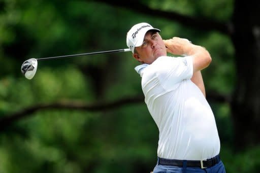 American Bo Van Pelt hits a tee shot on the third hole during the final round of the AT&T National on July 1. Van Pelt closed with an even-par 71