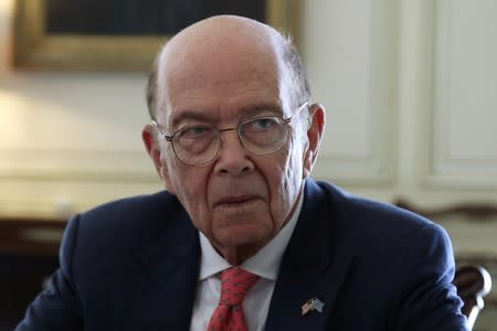 FILE PHOTO: U.S. Commerce Secretary Wilbur Ross meets with Greek Prime Minister Kyriakos Mitsotakis at the Maximos Mansion in Athens