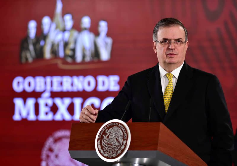 Mexico's Foreign Minister Marcelo Ebrard speaks during a news conference at National Palace in Mexico City