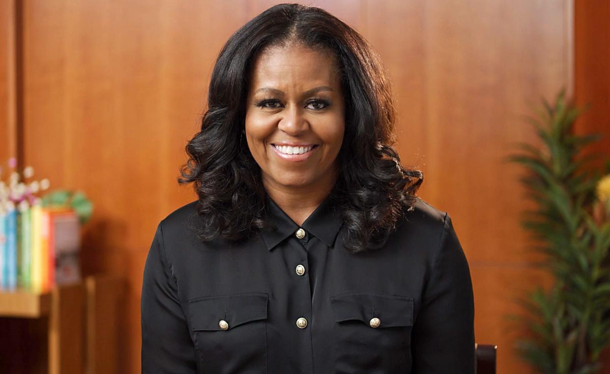 In this screengrab released on May 23, Michelle Obama speaks during the 2021 Billboard Music Awards, broadcast on May 23, 2021 at Microsoft Theater in Los Angeles, California.