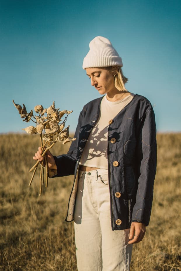 Another May West jacket made with milkweed.