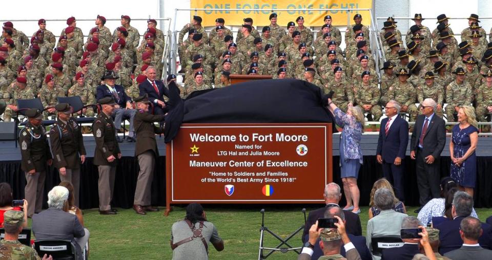 Fort Benning was redesignated as Fort Moore during a ceremony Thursday morning at Doughboy Stadium. 05/11/2023