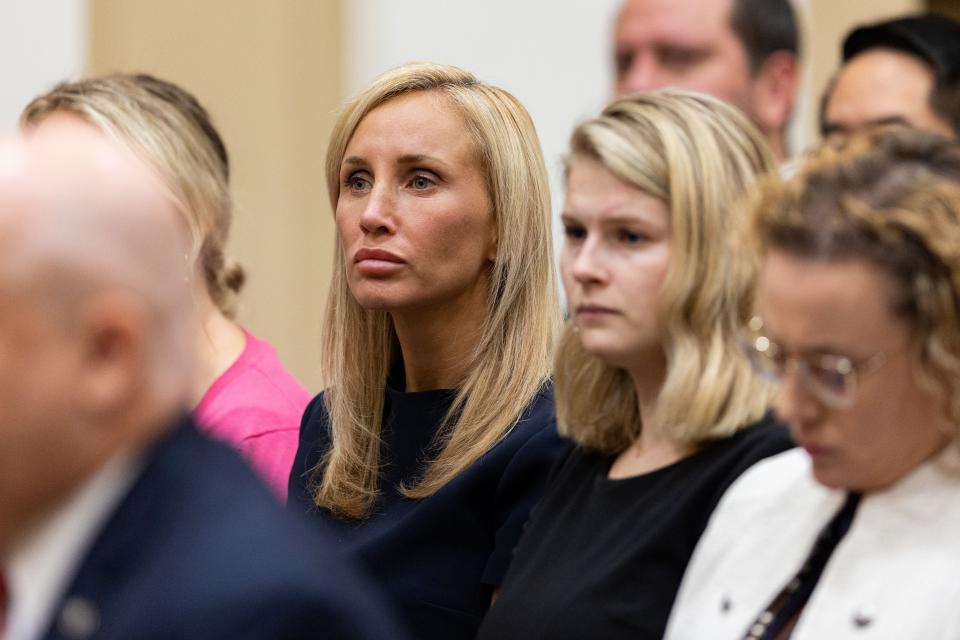 Senator Lauren Book sits in the audience in the Supreme Court during a hearing on the 15-week abortion ban in Florida on Friday, Sept. 8, 2023.