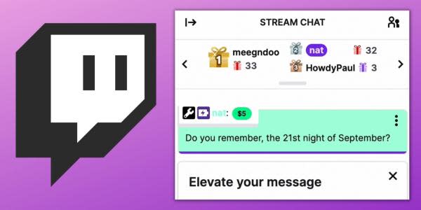 Twitch está probando Chat Elevado, que te permite pagar para fijar tu mensaje temporalmente