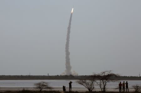 India's Polar Satellite Launch Vehicle (PSLV) C38, carrying Cartosat-2 and 30 other satellites, lifts off from the Satish Dhawan Space Centre in Sriharikota, India, June 23, 2017. REUTERS/P. Ravikumar