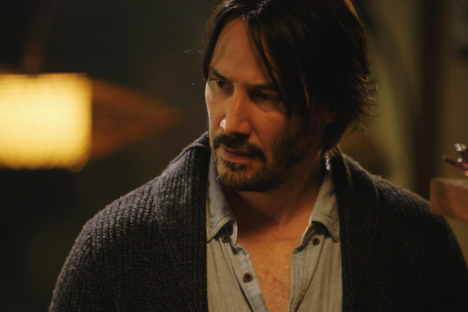 Keanu Reeves looks confused during a scene in "Knock Knock"