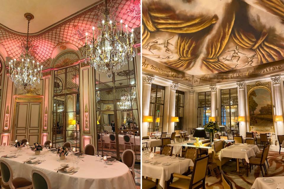 Interior of dining rooms at Le Meurice