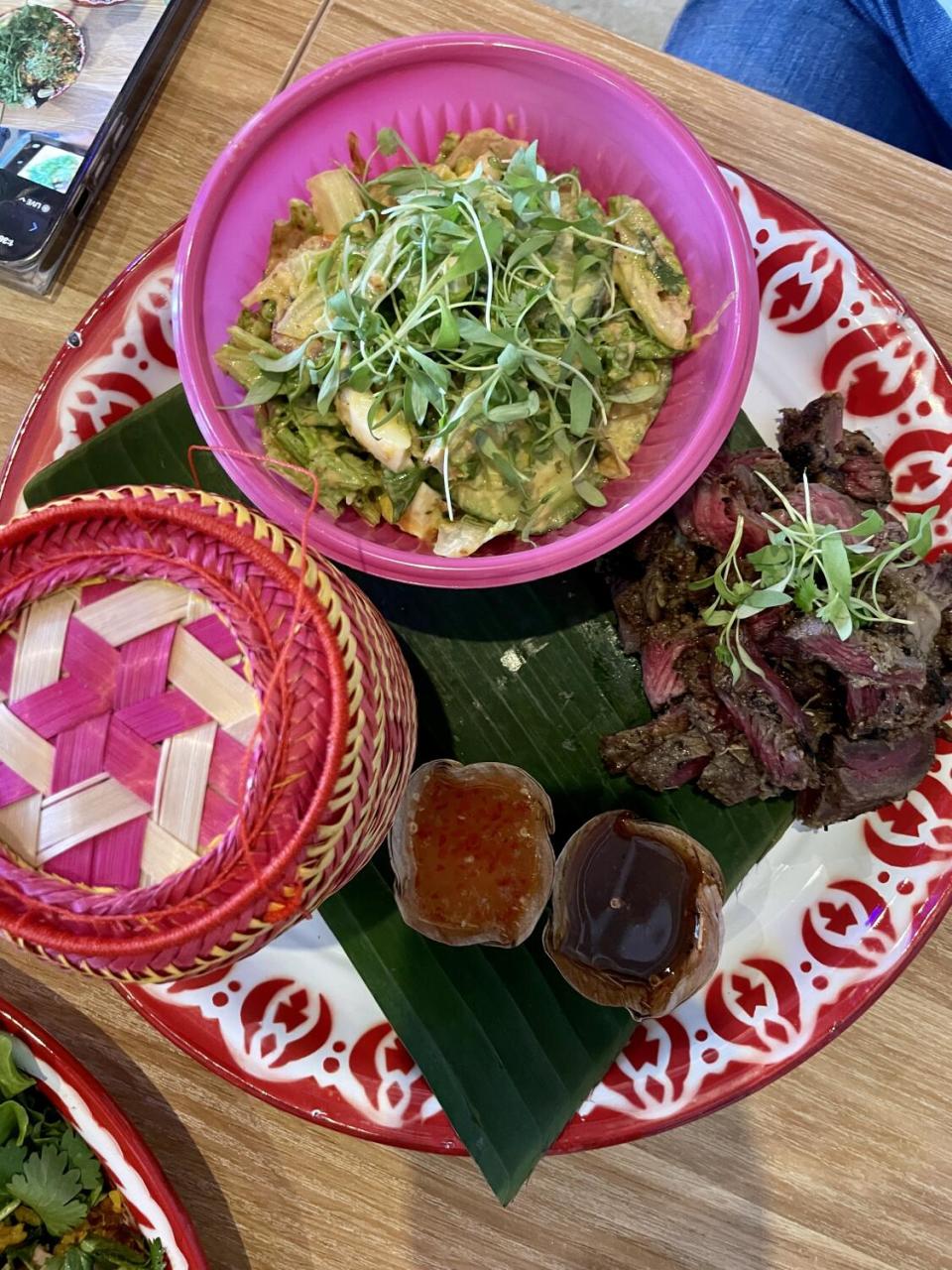 Pieng Xeen Lao grilled beef platter from Yum Sະlut in downtown L.A.