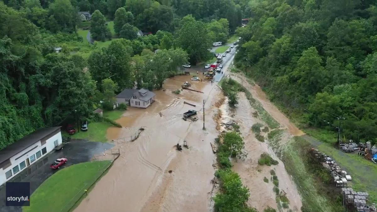 Drone Footage Shows Widespread Flooding in Canton Following Tropical