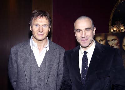 Liam Neeson and Daniel Day-Lewis at the New York premiere of Miramax's Gangs of New York