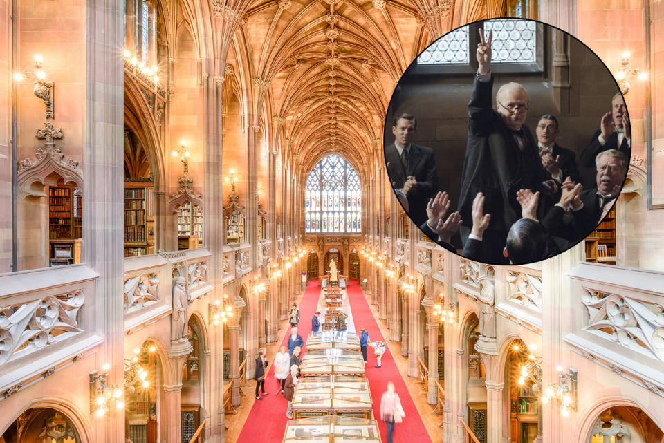 The reading room of John Rylands Library, one of the locations that doubled as the interior of the Houses of Parliament. (Photo credit: Rich J Jones Photography)