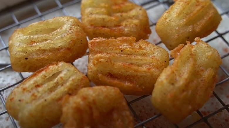 fried potato pillows close-up