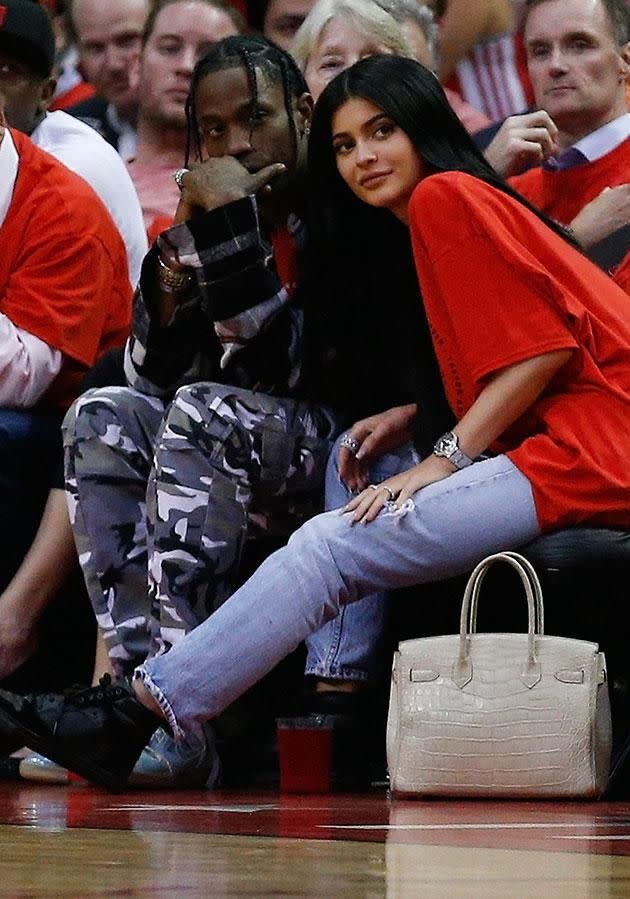 Kylie Jenner is reportedly expecting with beau Travis Scott. They are here together back in April 2017. Source: Getty