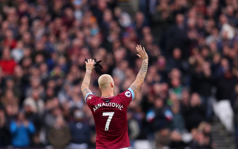 Arnautovic looked to have waved goodbye to fans during the recent visit of Arsenal - but the move away has not materialised - Getty Images Europe