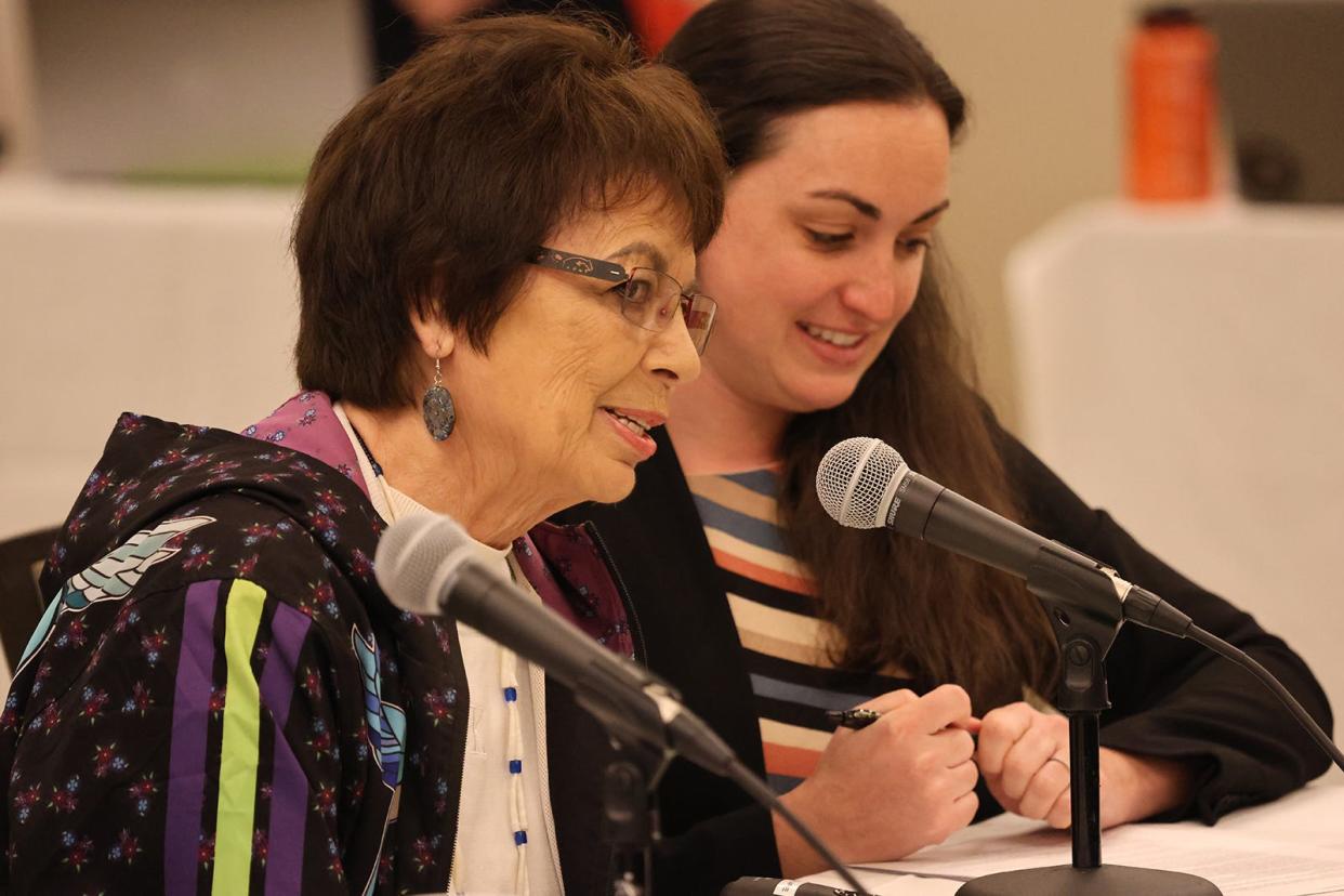 Delores Pigsley, chair of the Confederated Tribes of Siletz Indians, speaks during a June 16 meeting of the Oregon Department of Fish and Wildlife.