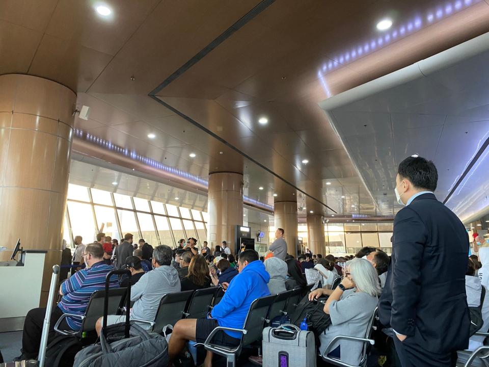 Desierto snapped this photo as she waited at her gate in Manila Airport.