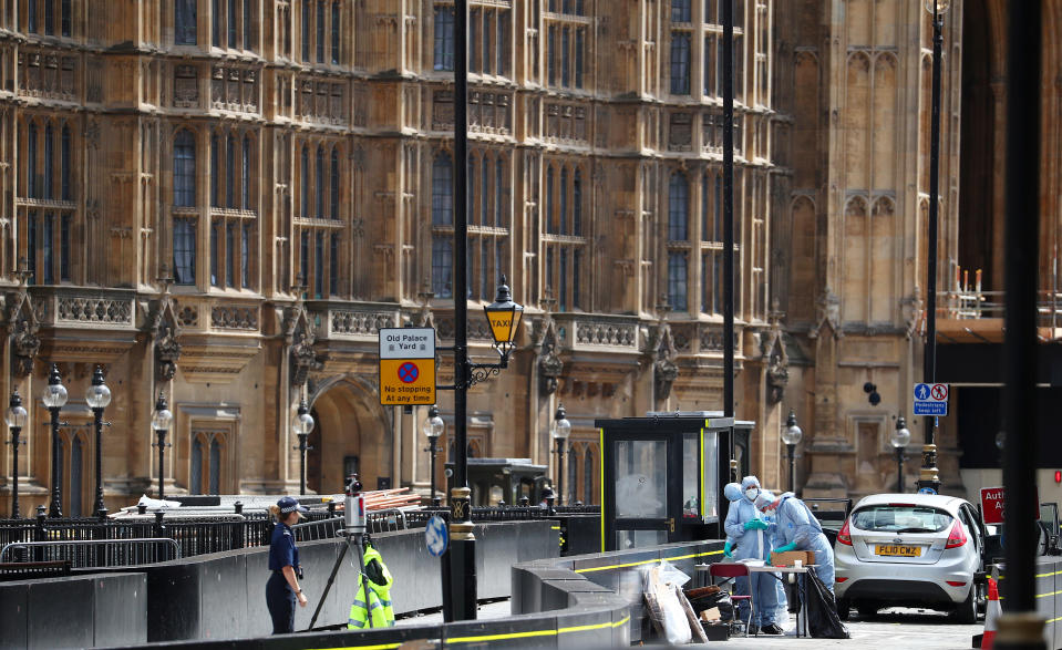 Car crash outside U.K. Parliament