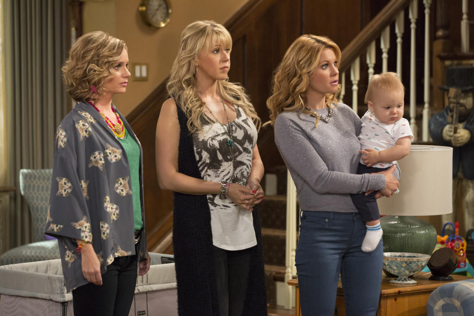 From left: Andrea Barber, Jodie Sweetin, and Candace Cameron Bure in 'Fuller House'<span class="copyright">Michael Yarish—Netflix</span>